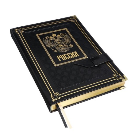 Diary half -dated A5+, 192 leafs Escalada, firm binding with foam, artificial leather "Siff", pancake embossing, metal corners, foil embossing, cream offset 80 g/m², black-2