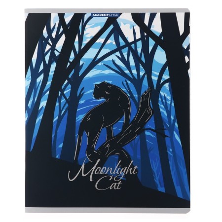 Notebook of 48 sheets in the Lunar Cats cage, covered cardboard, soft-tach lamination, foil embossing, block 60 g/m2, mix-2