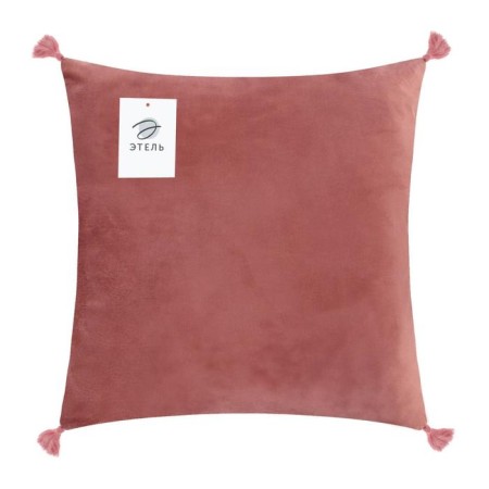 Decorative pillowcase with brushes Ethel color dusty rose, 45x45 cm, polyester, velor-4