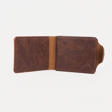 Male purse on a magnet, for bills, for cards, for coins, color light brown-2
