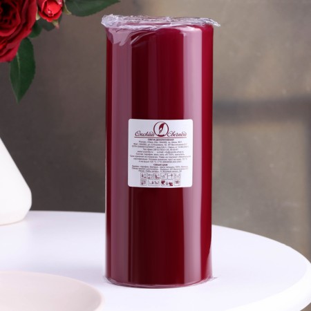 Candle - cylinder, 8x20 cm, 90 hours, 795 g, burgundy-2