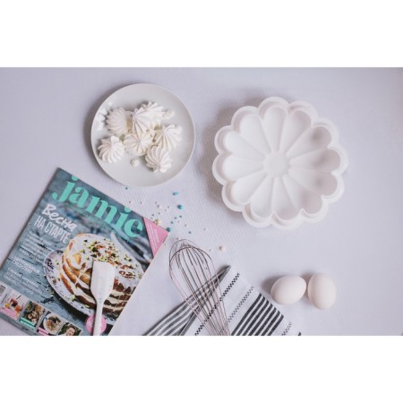 Form for mousse desserts and baking konfinetta "chamomile", silicone, 22 × 4.5 cm, white color-5