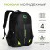 Youth backpack with a zipper, 4 pockets, black/green color