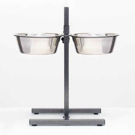 Adjustable stand with 2 bowls of 4 liters, height stands 40 cm-4