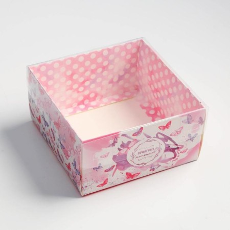Box for confectionery products with PVC lid “pleasant moments”, 11.5 x 11.5 x 6 cm-1