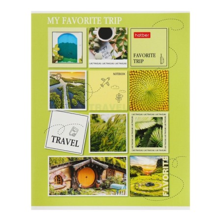 Notebook 80 sheets, ruler, "Travel", covered Cardboard, OFSET block 65g/m2, mix-6