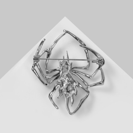 Brooch "Spider" is large, the color is gray in silver-1