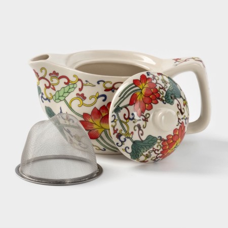 Keramic teapot with a metal sieve "Lotus", 350 ml-1