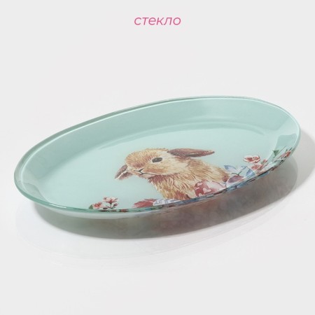 Glass oval shade "Rabbit", oval, 24.5 × 15 cm-2