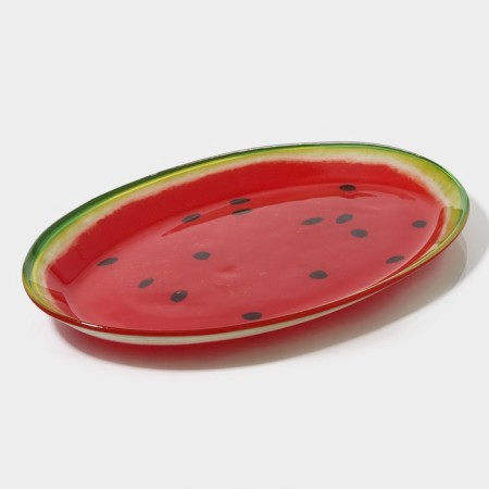 Glass Serving Oval Dolyana "Sweet watermelon", 24.5 × 15 cm, red color-2