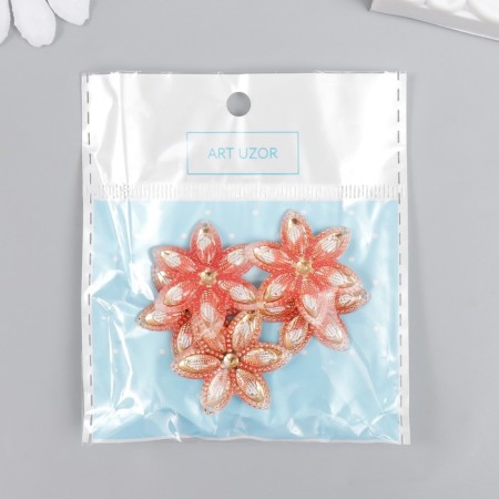 Decor for creativity plastic "Crystal flower" red 3x3 cm-3