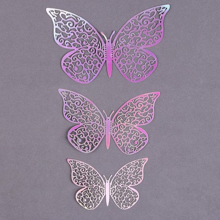 Set for decorating "Butterflies", 12 pieces, holography, silver color-2