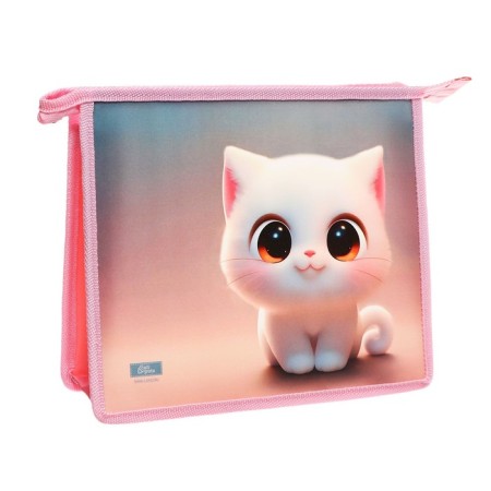 Folder for notebooks A5, 230 x 190 x 50 mm, lightning from above, plastic, calligrata "cat white"-1