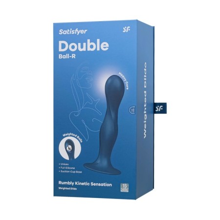 Satiffyer Double Ball-R phallimitator, 18 cm, silicone, blue color-11