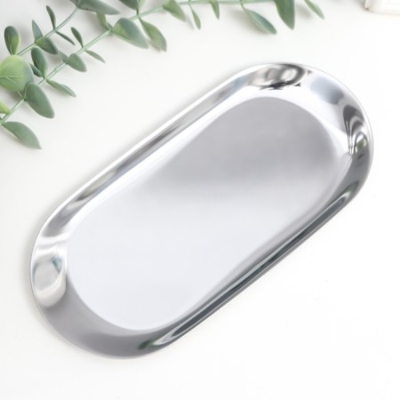 Stainless steel stand "Oval" silver 8.5x18 cm-1