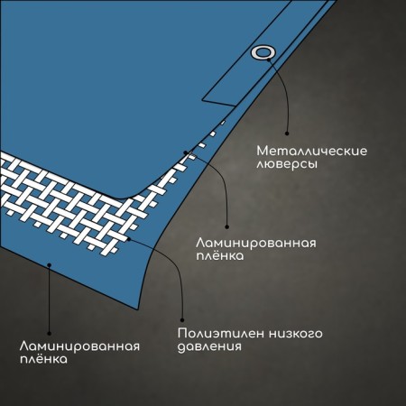 Protective tent, 5 × 3 m, density 60 g/m², UV, eyelets step 1 m, tarpaulin, UV, blue-2