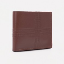 Male purse without a fastener, department for bills, for maps, color light brown