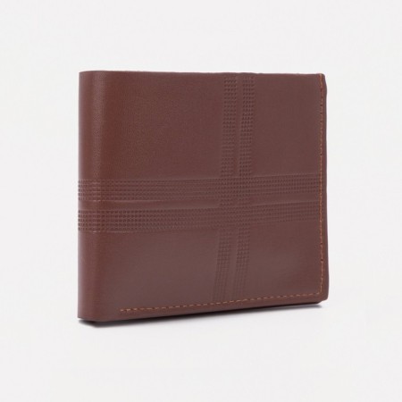 Male purse without a fastener, department for bills, for maps, color light brown