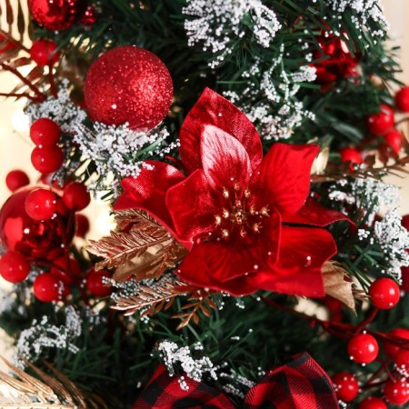 Christmas tree decor "Festive" bow Cell flower, 20x58 cm, red-1