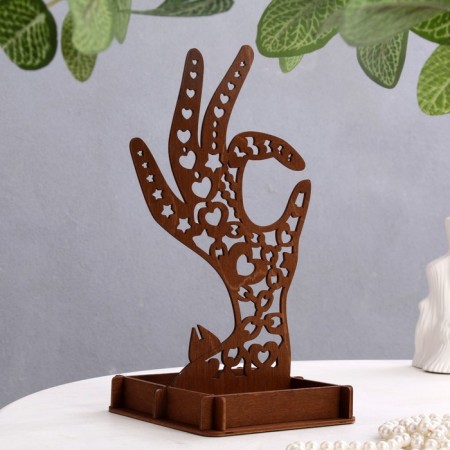 Strack for jewelry "Hand", dark tree, 25 x 12 x 12 cm