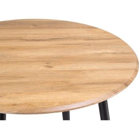 Wooden Abyilin Table Metal, Oak Votan/Black 90x90x76 cm-2
