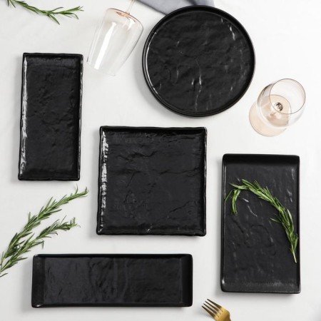 Porcelain dish for feeding Magistro Pietra Lunare, 25 × 12 cm, black color-2