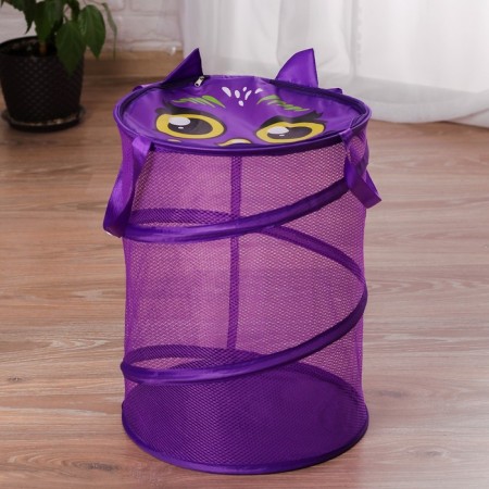 A basket for toys "owl", with handles and lid, 33 x 43 cm-2