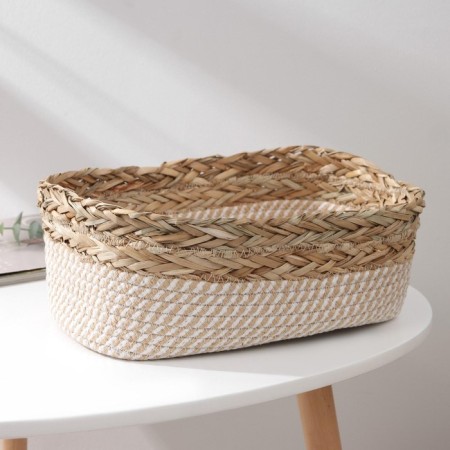 Basket for storage laid handmade Daulaan "Rita", 30 × 20 × 12.5 cm, brown color-1