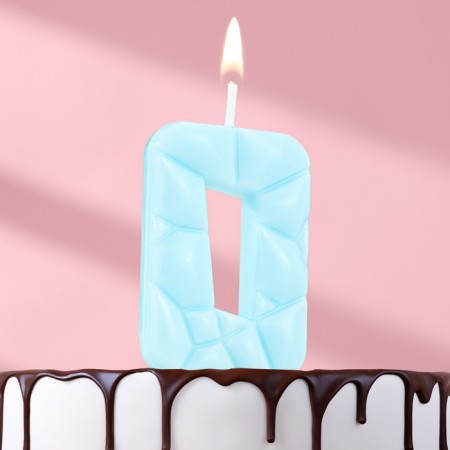 Candle for the cake "ice", number "0", blue