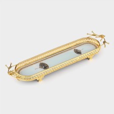 Fan -45 × 13 × 6 cm standing stand stand, gold metal color