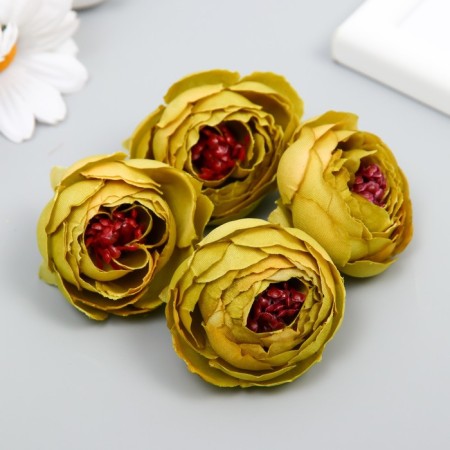 Budon on the leg for decoration "Pion charm" olive 3.5x3.5 cm-2