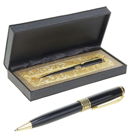 Gift handle, ball "respect" in the leatherette case, black-golden-1