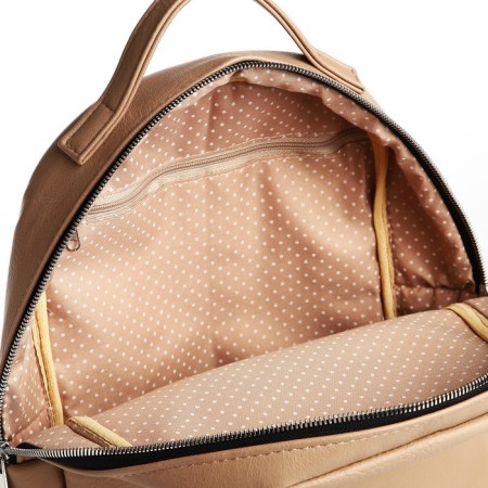 Textura zipper on the zipper, external pocket, beige color-4