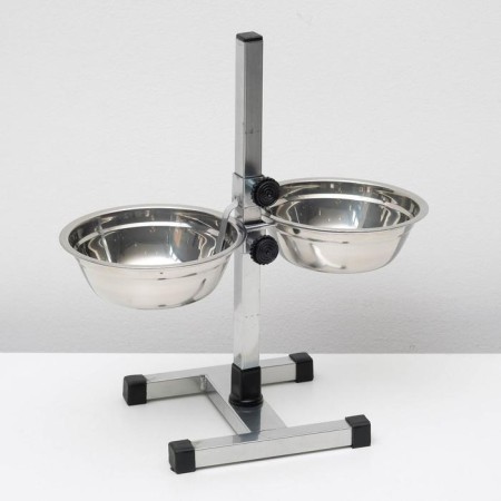 A stand with bowls, 2 x 2 l, height 50 cm, collapsible with an upper latch, chrome-1