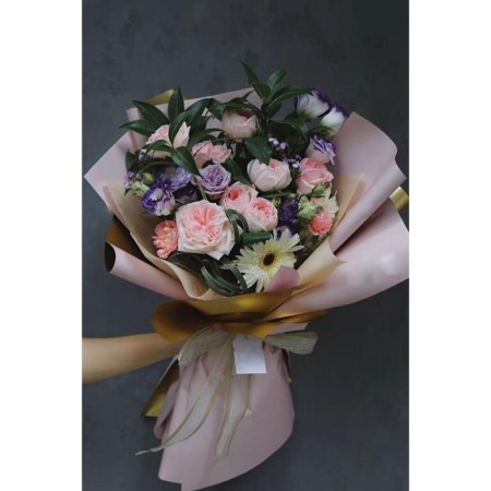 Flower film "Film with gold", brown color, 58 cm x 5 m-4