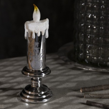 LED figure "Candle with a snowman" 7 × 20 × 7 cm, plastic, batteries AAAX2 (not in the kit), glow warm white-1