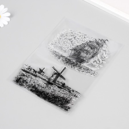 Stamp for creativity Silicon "Ship/Mill" 15x21x0.3 cm-1