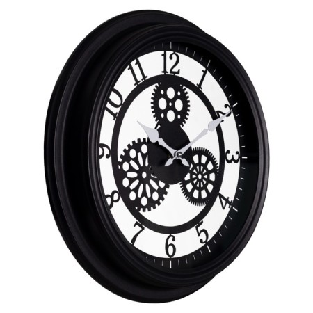 Watching clock, interior "skeleton", silent, d-40 cm, black case, aa-2