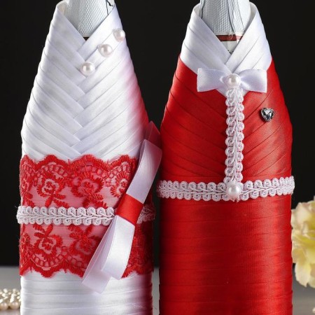 Decoration for champagne "Carmen", red-white-5