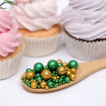 Sprinking confectionery with glitter "Brill": green, gold, 50 g-1
