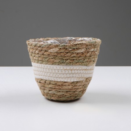 Kashpo wicker "Tanzania", 15.5x15.5x13.5 cm, natural, white