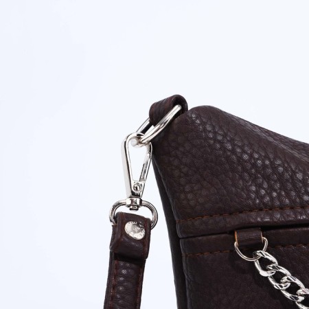 Janelli Cross-Boda Bag on a zipper, 2 outer pockets, dark brown color-4