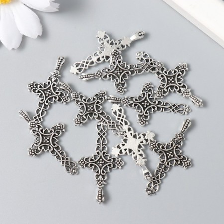 Decor for creativity Metal "Cross Pattern" silver 2.1x3.8 cm-2
