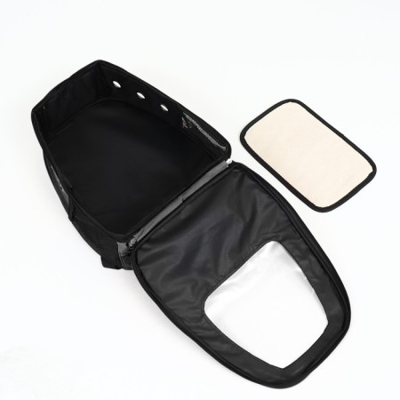 A backpack for carrying animals with a viewing window, gray-11