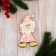 Soft suspension "Santa Claus in a suit with a geometric pattern" 6x12 cm, pink