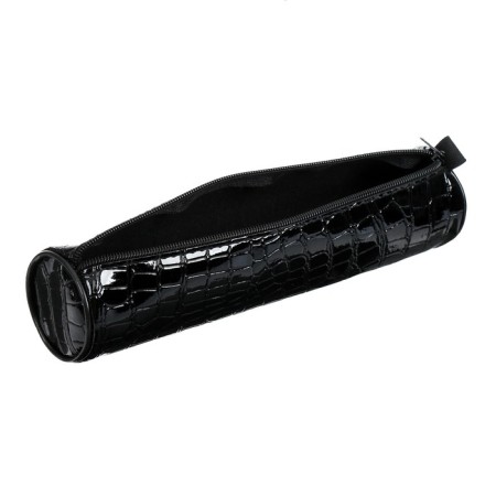 Penal-tubus for brushes, soft, 255 x 65 mm, 7k27, leatherette, reptile print, glossy, black-3