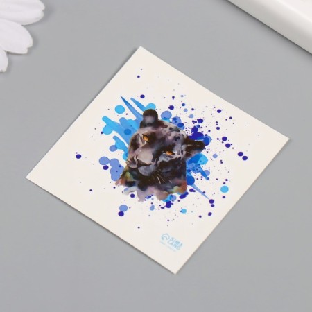Tattoo on the body color "watercolor. Panther" 6x6 cm-4