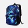 School backpack from textiles on lightning, external pocket, blue/blue color
