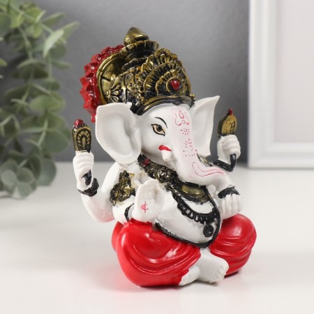 Polystone souvenir "Ganesha in the lotus pose, in red trousers" 10x10x12.5 cm-1