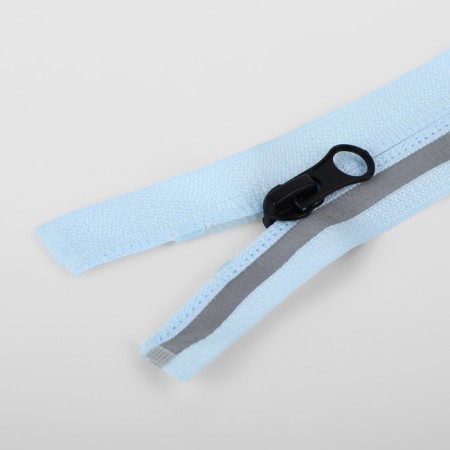 Lightning "Spiral", with a reflective strip, No. 5, detachable, automatic lock, 80 cm, blue color-1